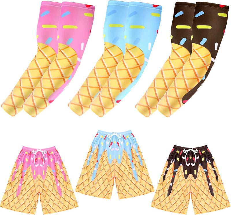 Chicingyou 3 Set Baseball Ice Cream Drip Suit with Quick Dry Shorts & Sun Protection Ice Sleeves for 10-12 Years, Summer Sports Uniform Team Gift for Baseball Basketball Golf Outdoor Activities - Image 1